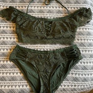 Becca Crochet off-shoulder swimsuit